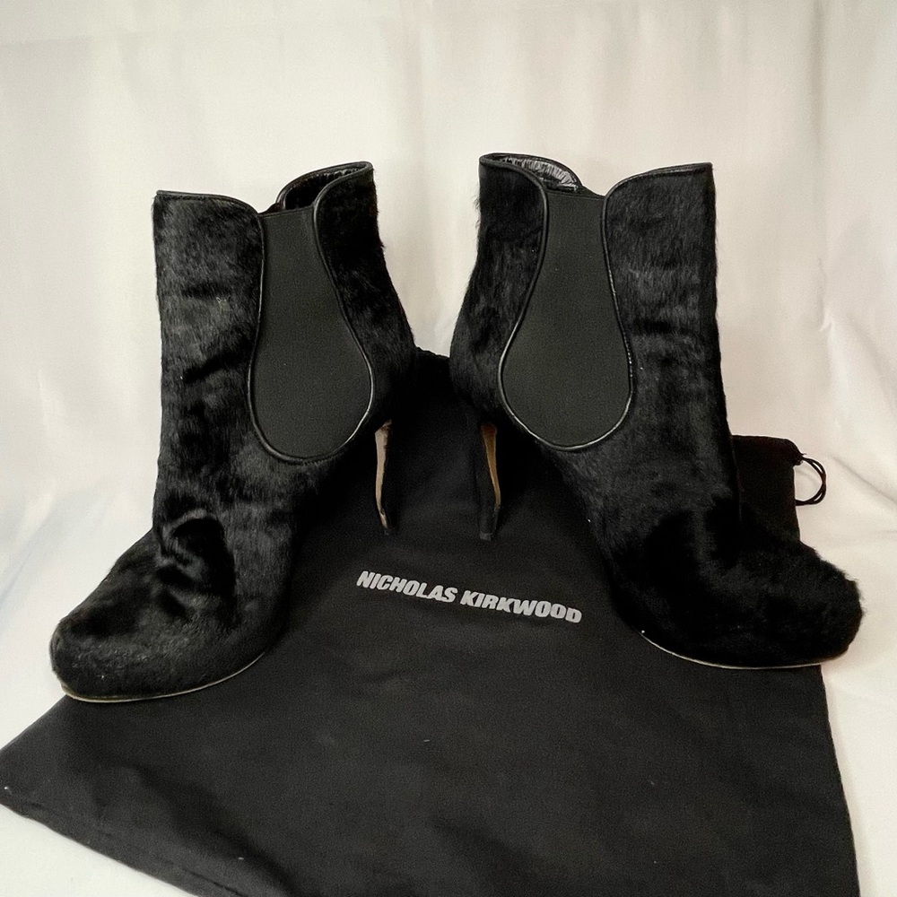 Nicolas Kirkwood Cowhide Platform Ankle Boots – Iconic Sculptural Heel – Size 37